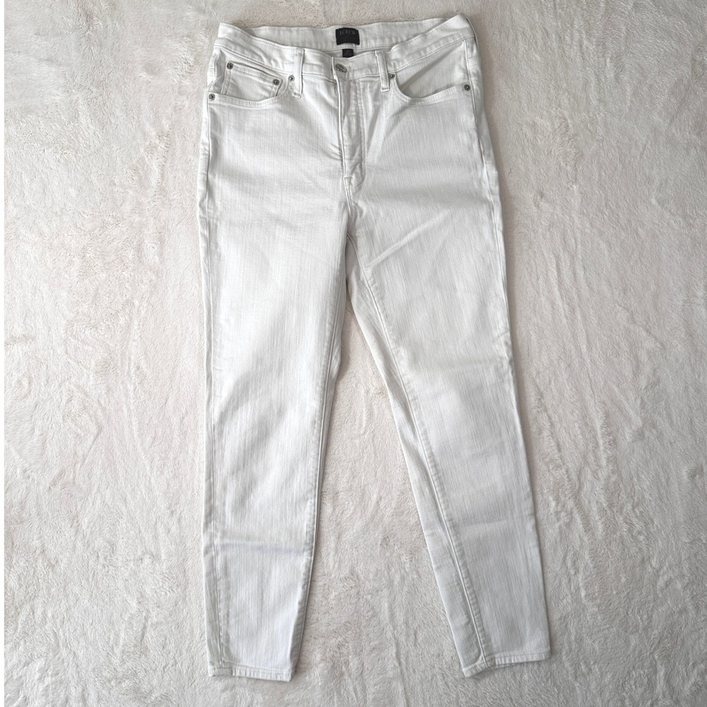 J.Crew High-Rise Skinny Jeans Size 30 White Denim Pants 10" Rise